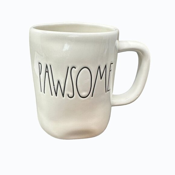 Rae Dunn PAWSOME Mug Magenta Ceramic Dog Lover Large Coffee Cup White Gift - Picture 7 of 7